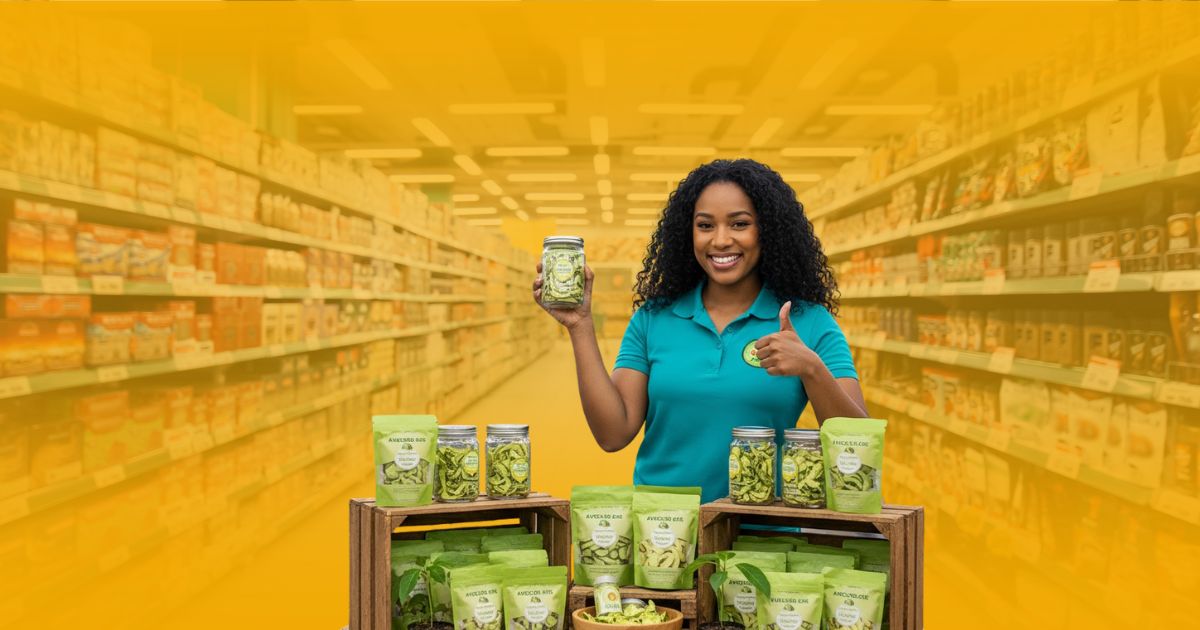 Promotor de Poder Comercial en un stand de productos.